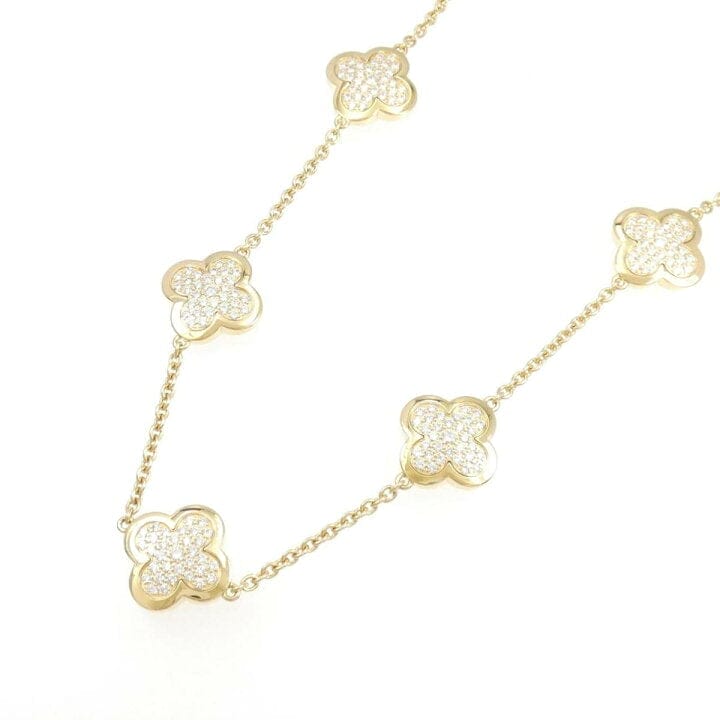 Van Cleef & Arpels Diamond-Paved Pure Alhambra 18KT Yellow Gold Necklace