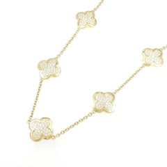 Van Cleef & Arpels Diamond-Paved Pure Alhambra 18KT Yellow Gold Necklace