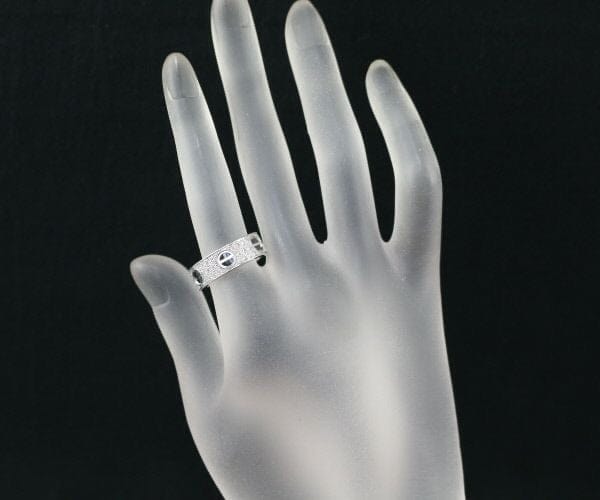 Cartier Diamond Paved Black Ceramic Love Ring #52/ US 6