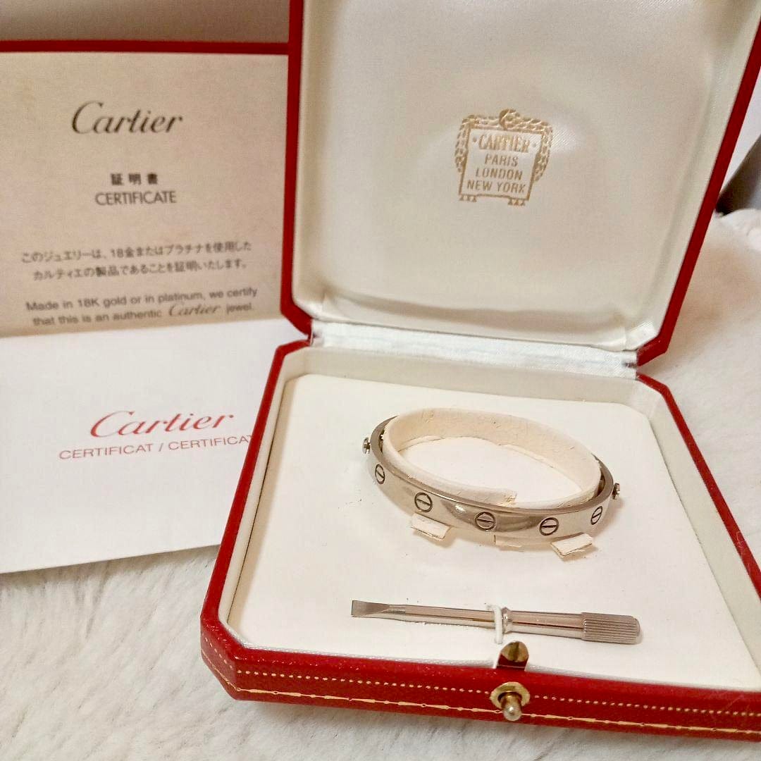 Cartier 18KT White Gold Love Bracelet Size #16 w/ Cert