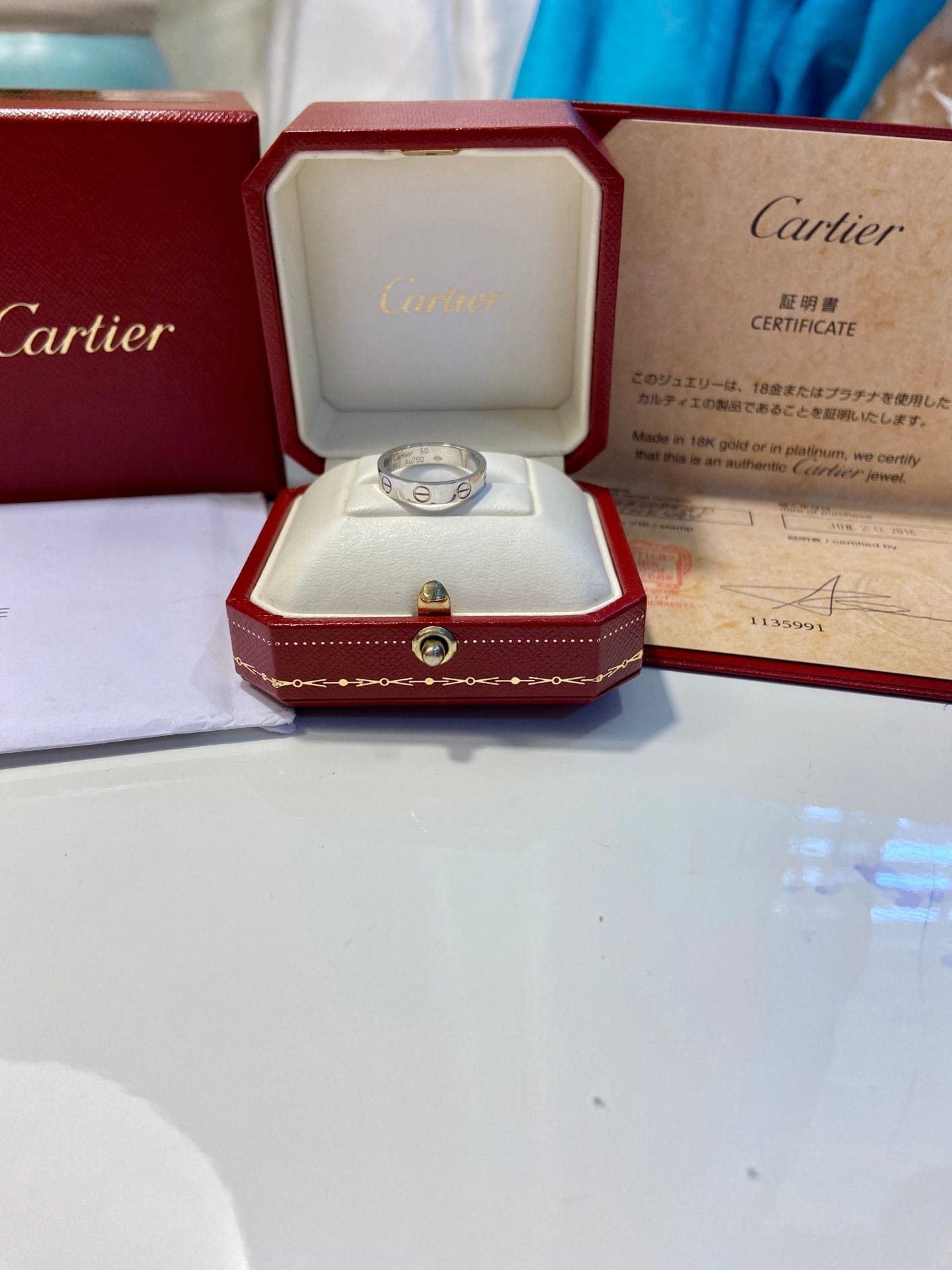 Cartier Mini Love Ring 18KT White Gold #50/ US 5 -5.5