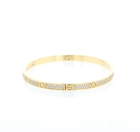 Cartier Diamond-Paved Love Bracelet, Small Model, Size 17, W/ Certificate