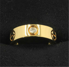 Cartier 3P Half Diamond Love Ring 18KT Yellow Gold #49/ US 5
