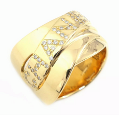 CHANEL Diamond Bolduc 18KT Yellow Fold Ring Size 7