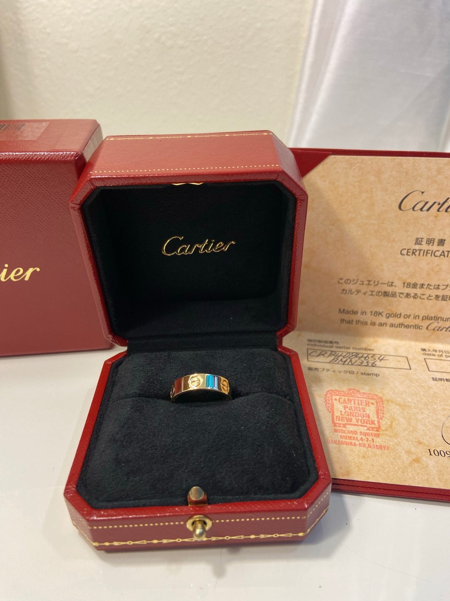 Cartier Love Ring 18KT Yellow Gold Screw Motif #54/7
