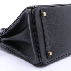 HermÃ¨s Birkin 30 Black Pebbled Leather Gold Harware
