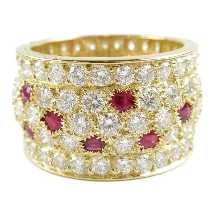 Cartier Nigeria Diamond Paved Ruby 18KT Yellow Gold Ring Size 57