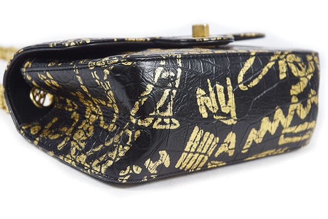 CHANEL Gold Graffiti Crocodile Embossed Mini 2.55 Reissue Classic Flap Bag