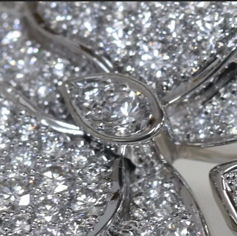 Cartier Caresse Dâ€™Orchidees Diamond-Paved 18KT White Gold Ring Size 52