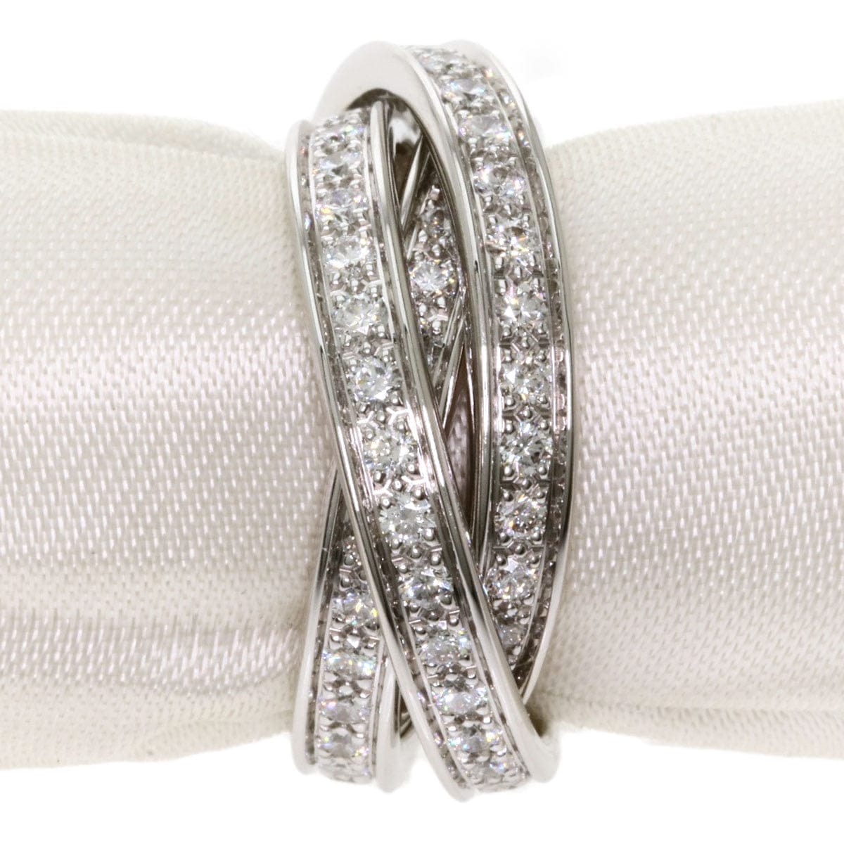 Cartier Diamond Trinity 18KT White Gold Ring Size #51/ US 5.5