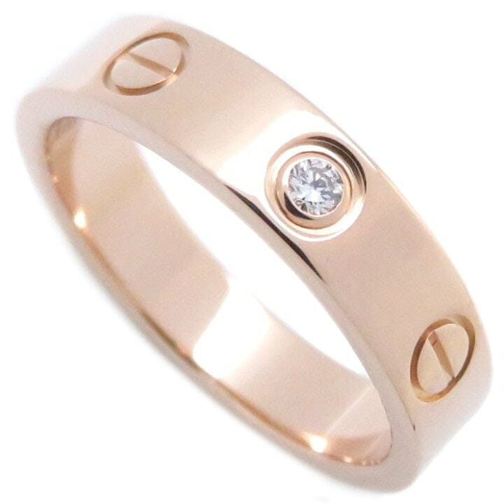 Cartier 1P Diamond 18KT Rose Gold Wedding Love Ring Size 51/ US 5.5