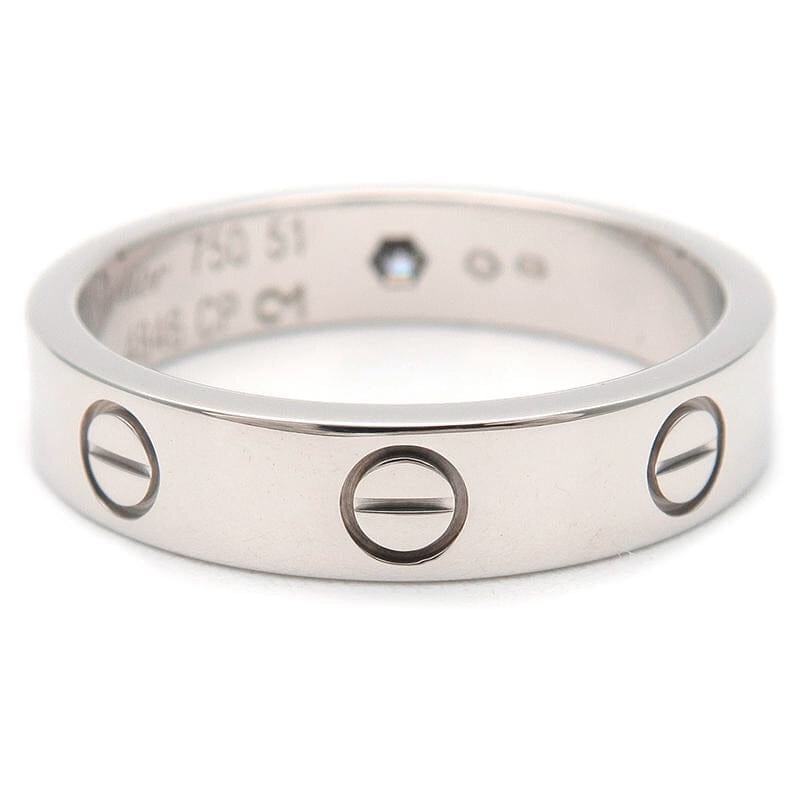 Cartier Mini Love Ring 1P Diamond 18KT White Gold Size 51