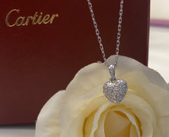 Cartier Full Diamond Paved Heart Necklace