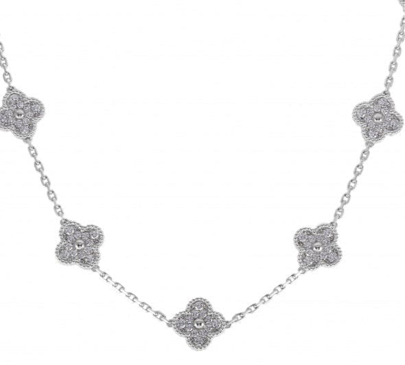 Van Cleef & Arpels Diamond-Paved 18KT White Gold 10 Vintage Alhambra Necklace