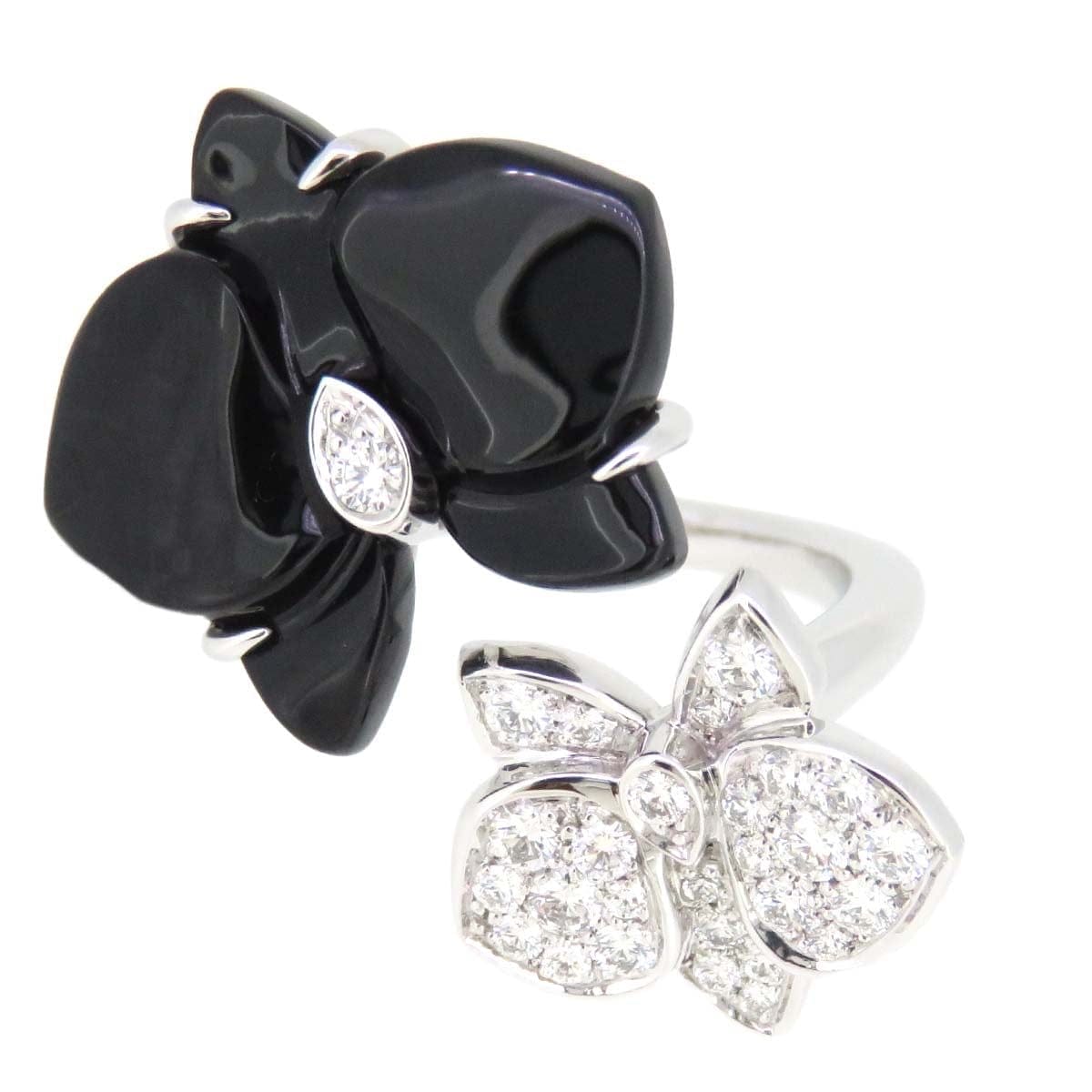 Cartier Caresse Dâ€™Orchidees Diamond Onyx White Gild Ring 5