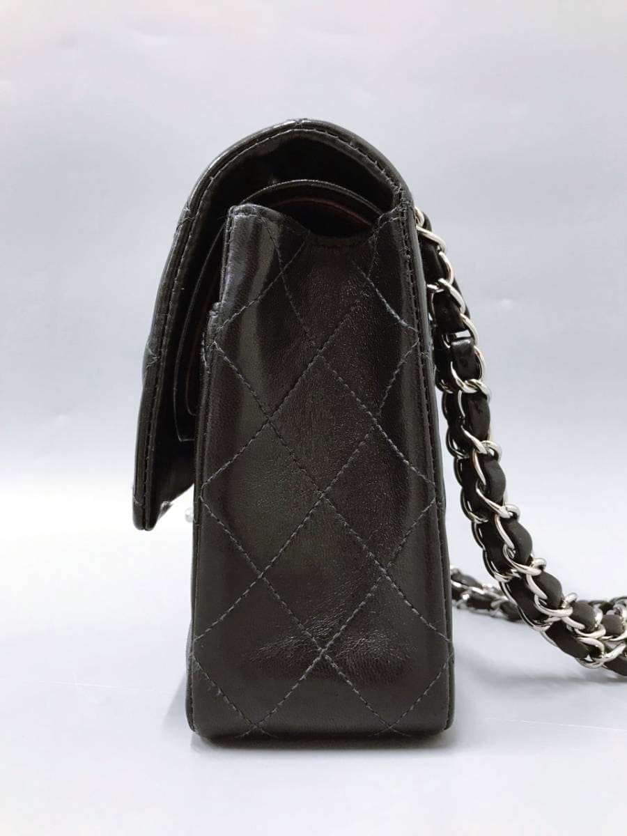 CHANEL CC Black Lambskin Double Flap Silver Hrdware Quilted Handbag