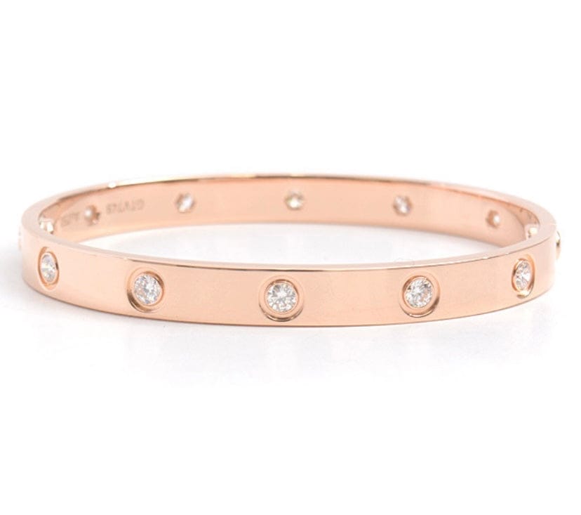 Cartier 10 Diamond 18KT Love Bracelet w/ Certificate, Size 16