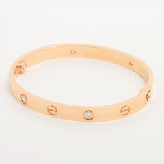 Cartier 4 Diamond 18KT Rose Gold Love Bracelet, Size 17, New Screw Model