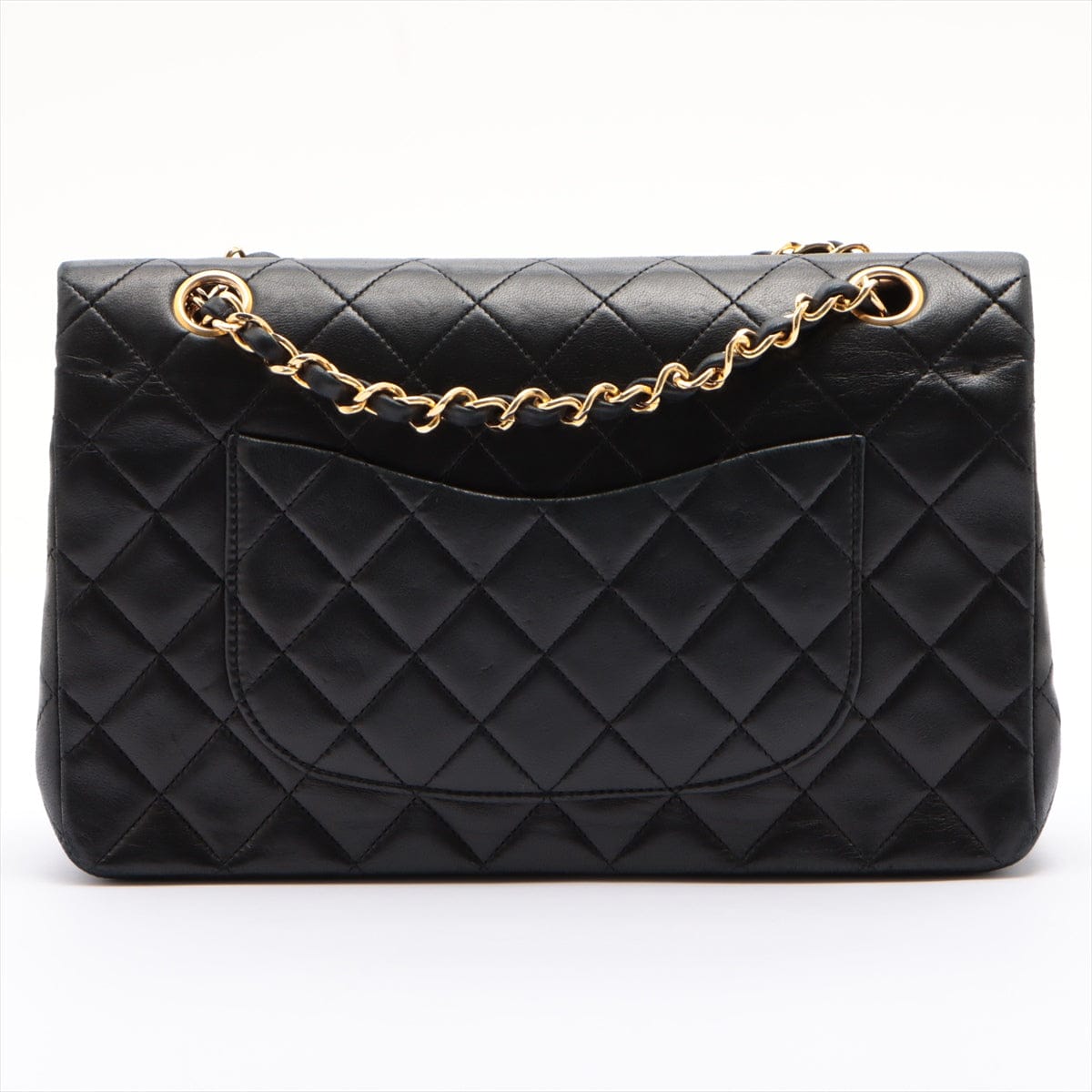 CHANEL Black Lambskin 25 Double Flap Handbag