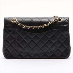 CHANEL Black Lambskin 25 Double Flap Handbag