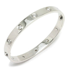 Cartier 10P Diamond 18KT White Gold Love Bracelet Size 16