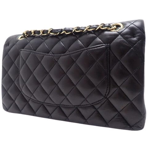 CHANEL Black Quilted Lambskin Double Flap 25 Shoulder Handbag