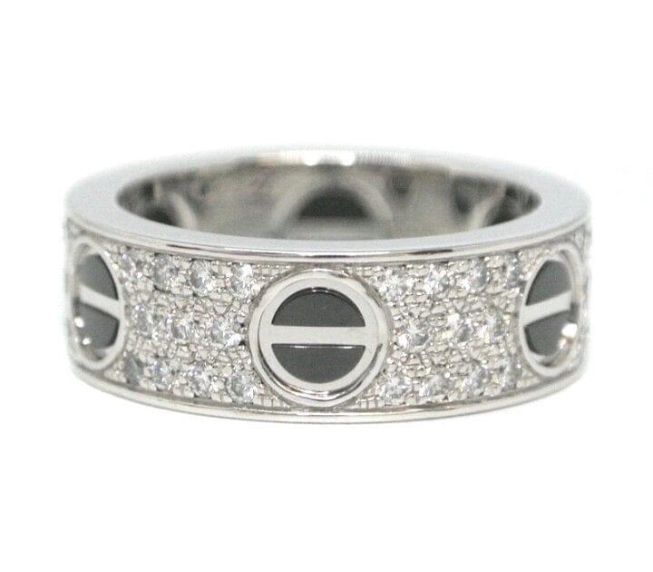 Cartier Diamond Ceramic White Gold Love Ring Size #50/ 5
