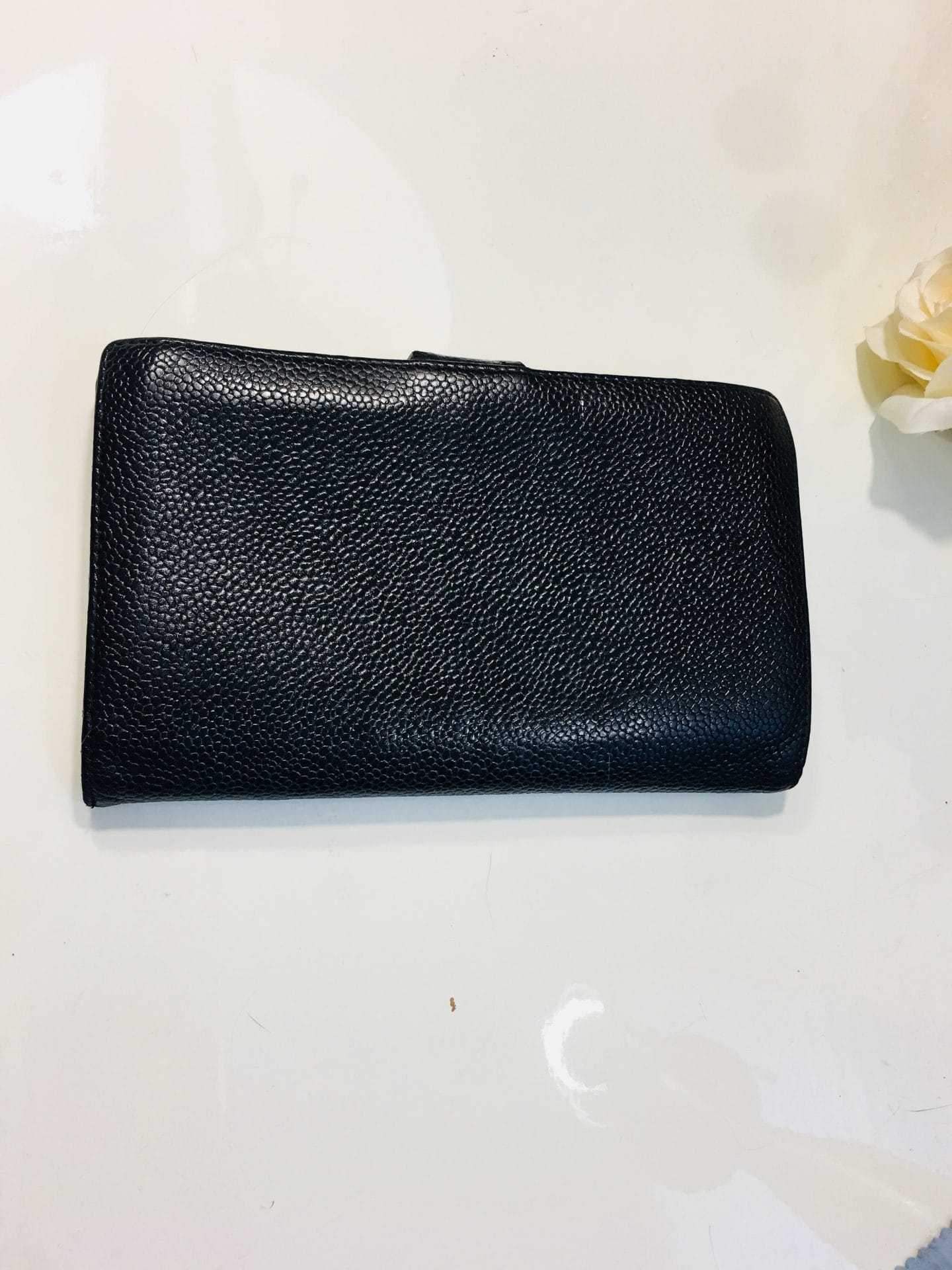 CHANEL French Black Caviar Leather CC Wallet Purse