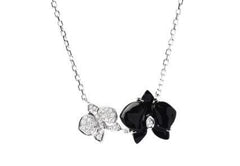 Cartier Caresse Dâ€™Orchidees Diamond & Black Onyx Flower Necklace / Pendant
