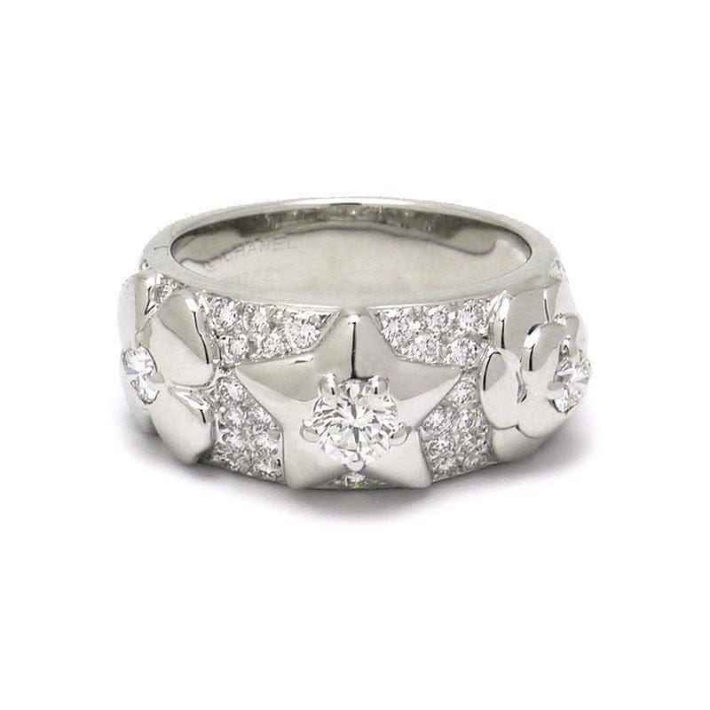 CHANEL Diamond-Paved 3 Symbol 18KT White Gold Ring