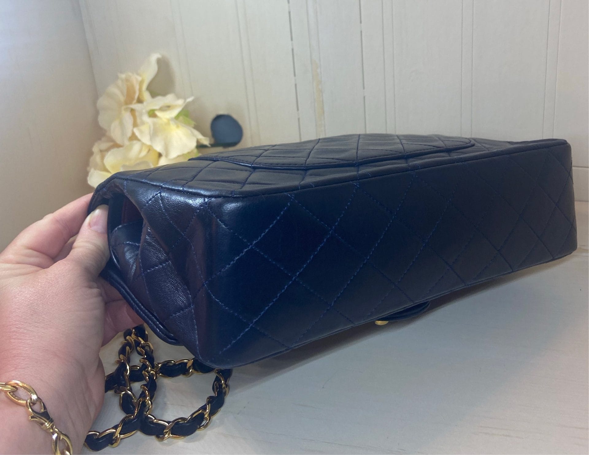 CHANEL Double Flap Quilted Lambskin Leather Gold Hardware Bag