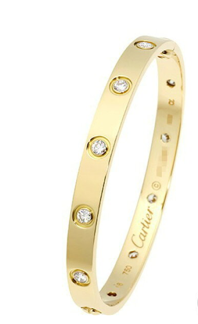 Cartier 10P Full Diamond 18KT Yellow Gold Love Bracelet #16
