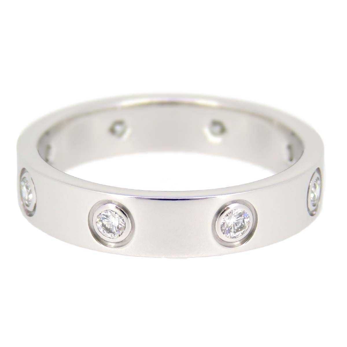 Cartier 8P Full Diamond Mini Wedding Love Ring 18KT White Gold #50/ 5