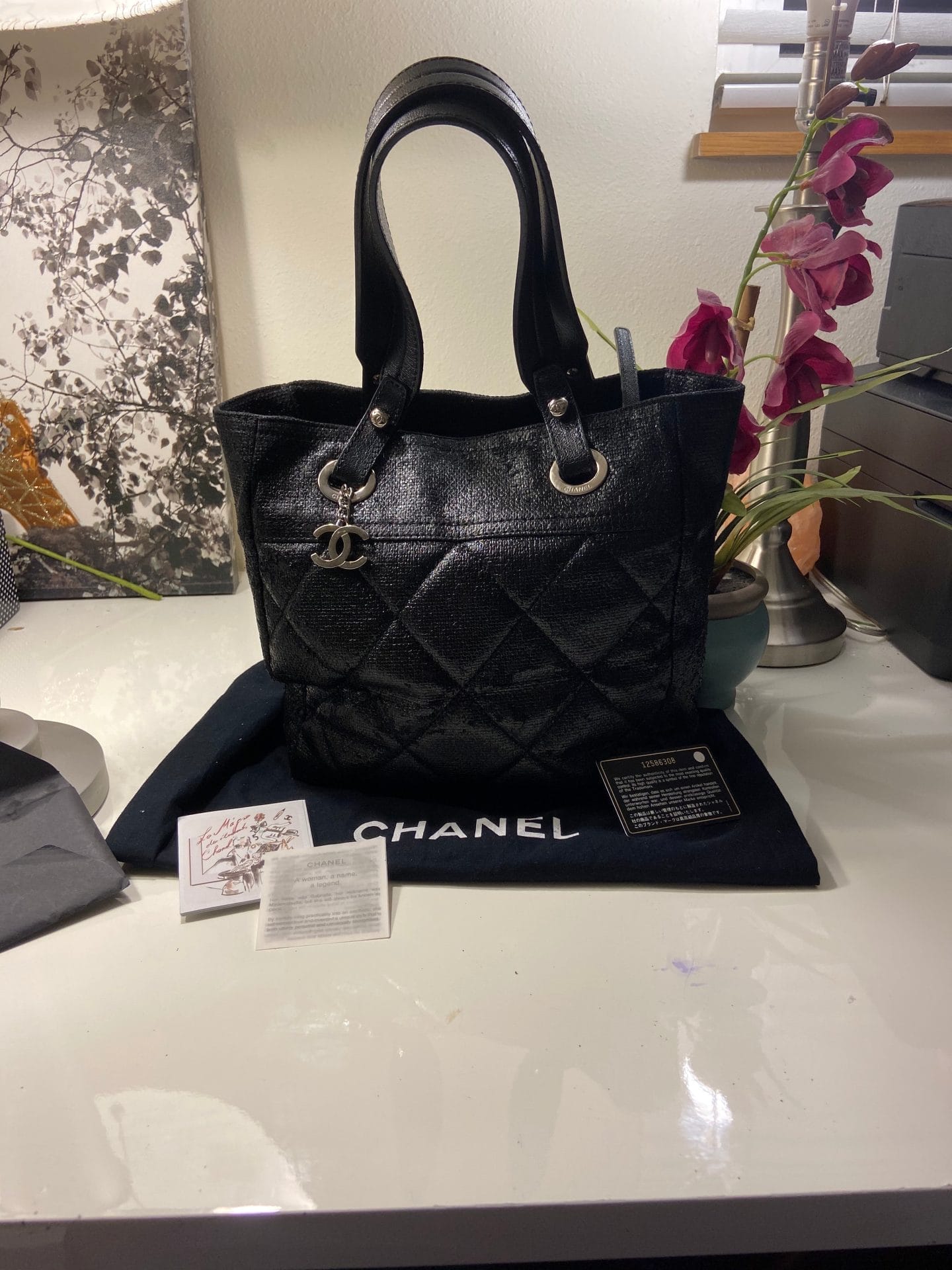 CHANEL Black Medium Paris Biarritz Tote Handbag