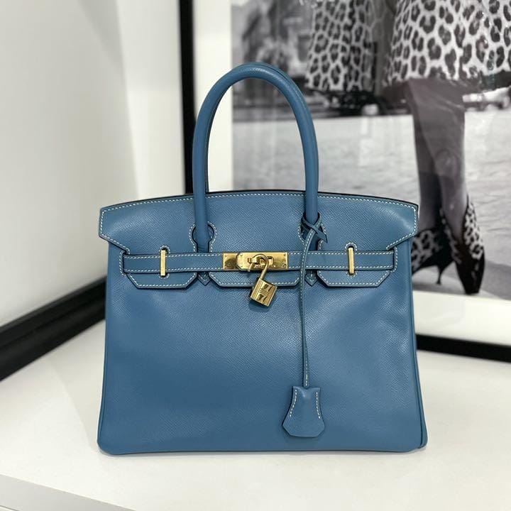 HermÃ¨s 30 Bleu Jean Birkin Epsom Leather Bag