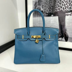 HermÃ¨s 30 Bleu Jean Birkin Epsom Leather Bag