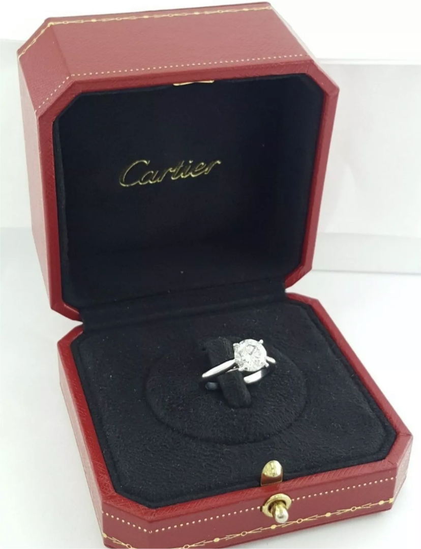 Cartier 1.70 ct Solitaire Diamond H/ VS2 Engagement Wedding Ring Sz 5