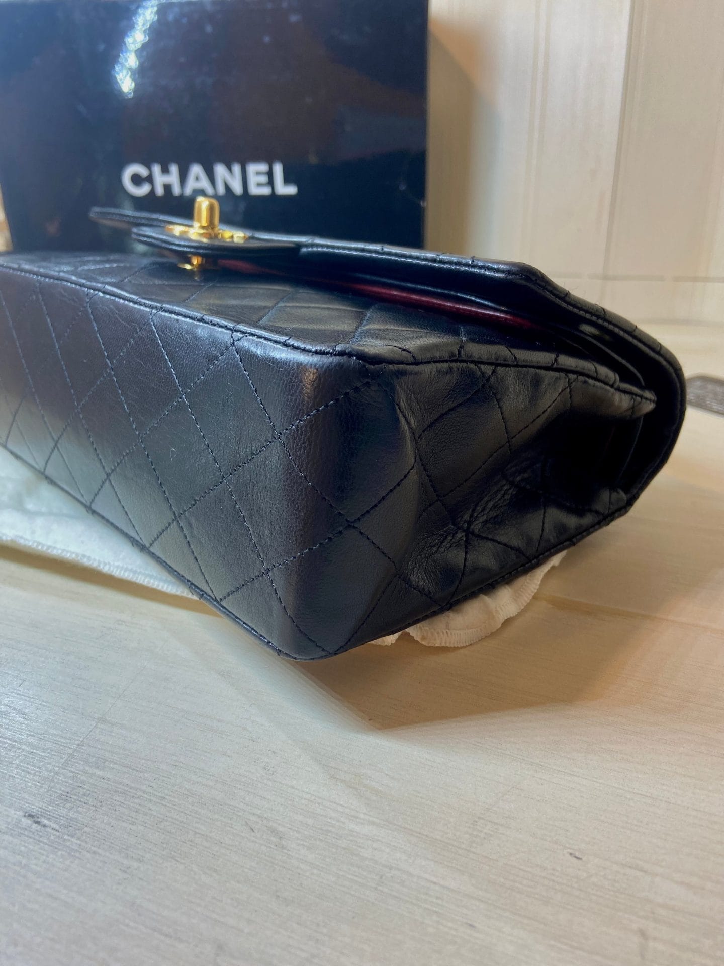 CHANEL Black Lambskin GHW Double Flap Bag