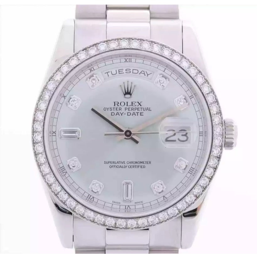 Rolex Ice Blue Diamond Dial Platinum Pt950 36mm Menâ€™s Watch