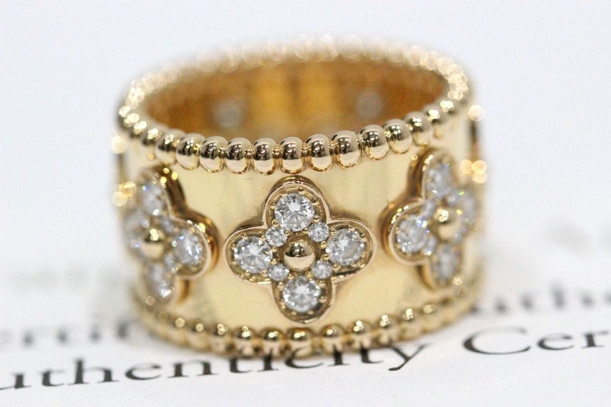 Van Cleef & Arpels Perlee Clovers Alhambra Diamond Ring #55/ US 7.25