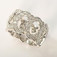 Cartier C de Diamond Entrelaces 18Kt White Gold Ring Size #54 / US 6.5