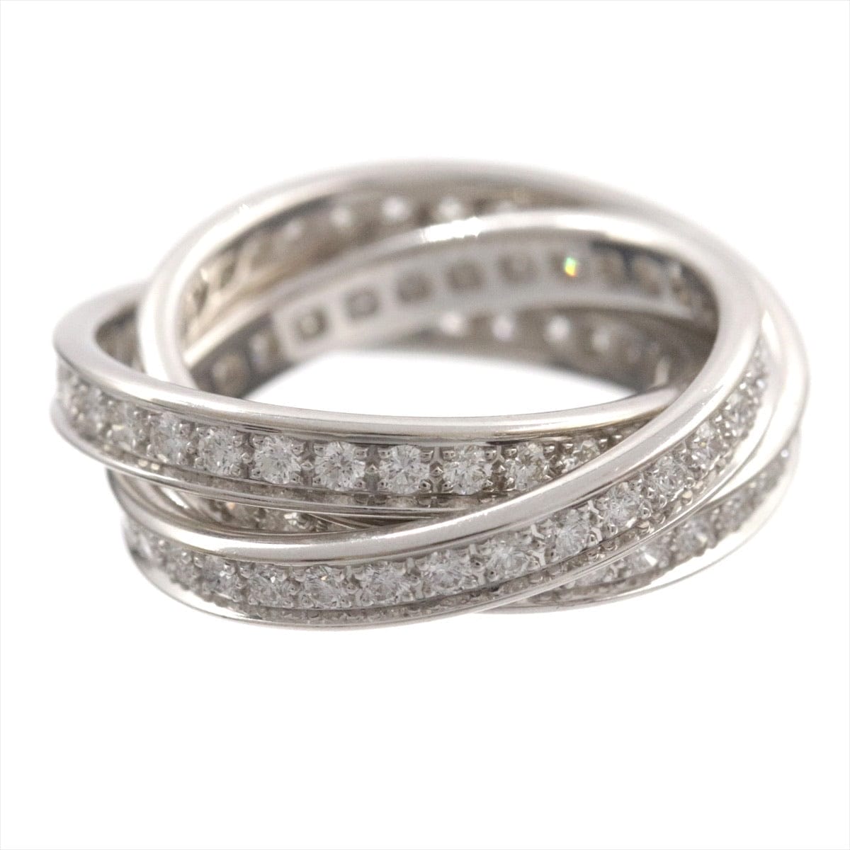 Cartier Diamond Trinity Rolling 18KT White Gold Ring Size #55/ US 7