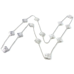 Van Cleef & Arpels Pure Alhambra 18KT White Gold 14-Motif Necklace