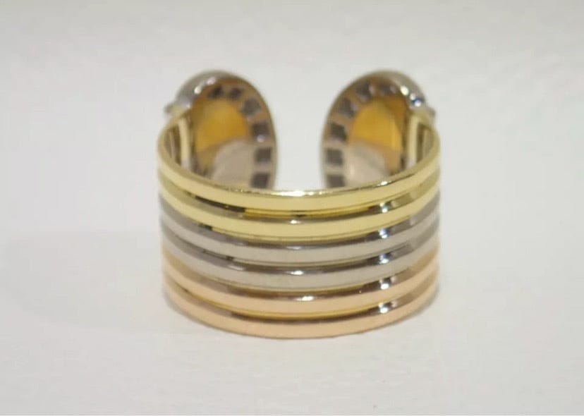 Cartier Diamond Double 2C de Trinity 18KT Gold Ring Size 5