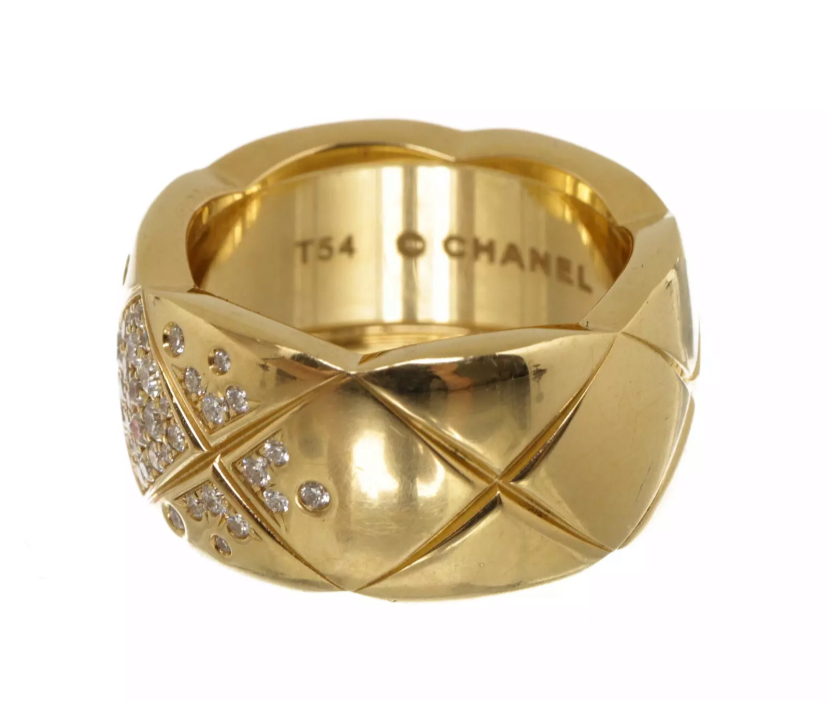 CHANEL CoCo Crush Diamond 18KT Yellow Gold Ring Size 54/ US 7