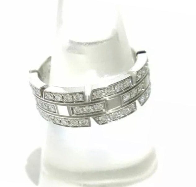Cartier Tank Francaise Full Diamond 18KT White Gold Ring #49