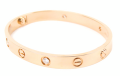 Cartier 4P Half Diamond 18KT Rose Gold Love Bracelet #16