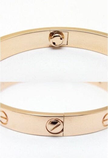 Cartier 4 Diamond Rose Gold Love Bracelet Size 17