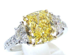 Tiffany & Co. 3.68ct Diamond Fancy Yellow Intense Platinum (Pt950) Ring