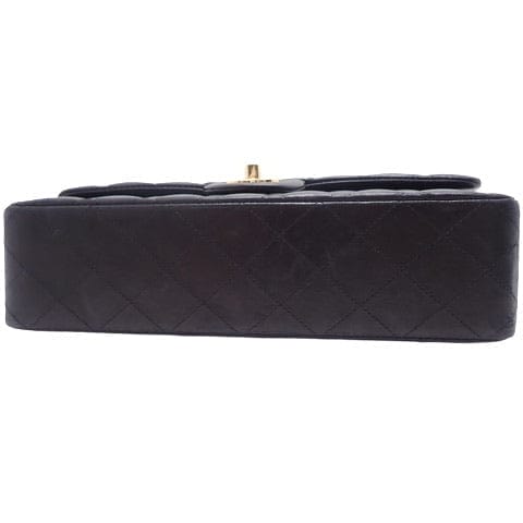 CHANEL Black Quilted Lambskin Double Flap 25 Shoulder Handbag